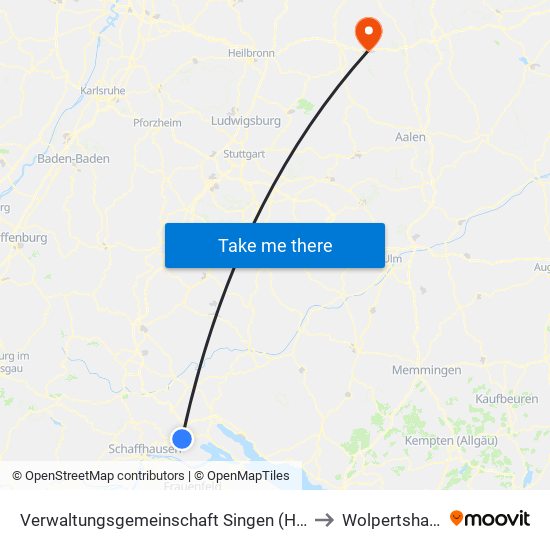 Verwaltungsgemeinschaft Singen (Hohentwiel) to Wolpertshausen map