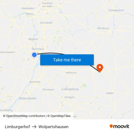 Limburgerhof to Wolpertshausen map