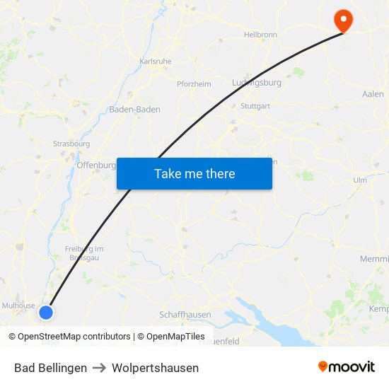 Bad Bellingen to Wolpertshausen map