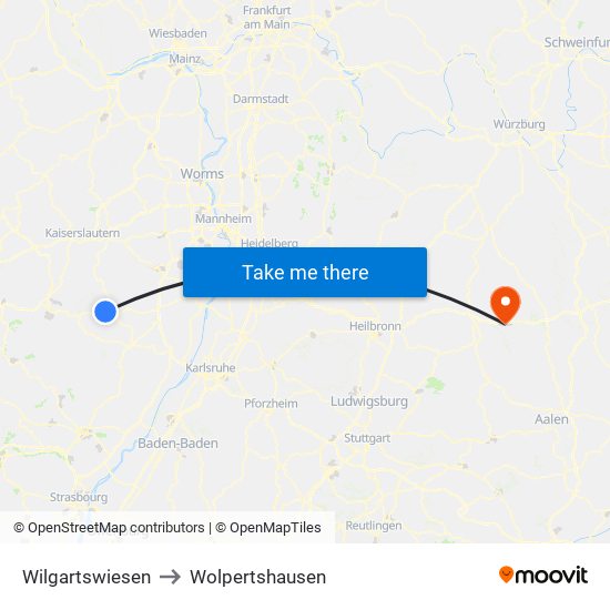 Wilgartswiesen to Wolpertshausen map