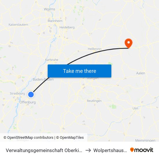 Verwaltungsgemeinschaft Oberkirch to Wolpertshausen map