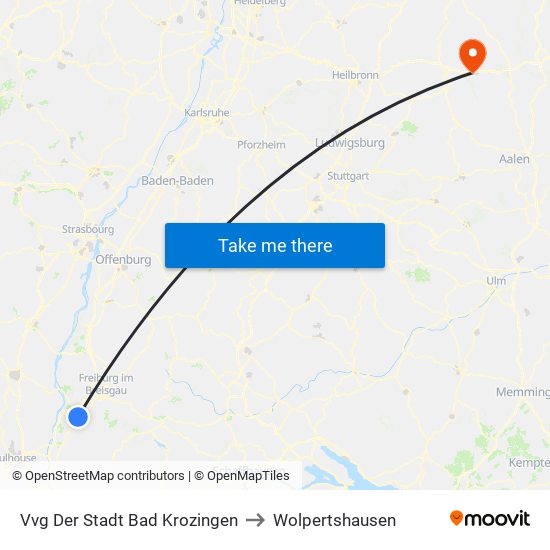 Vvg Der Stadt Bad Krozingen to Wolpertshausen map