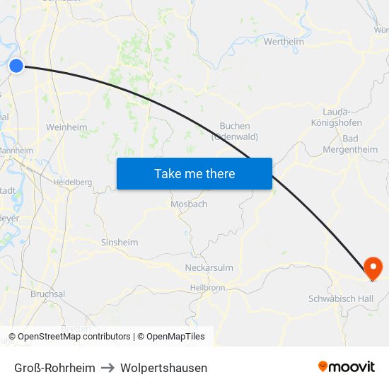 Groß-Rohrheim to Wolpertshausen map