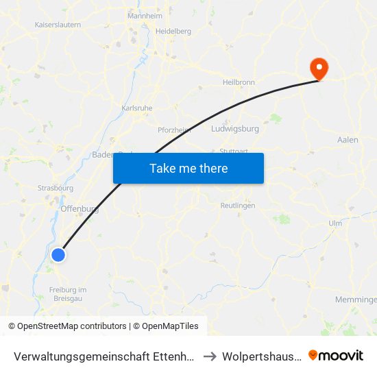 Verwaltungsgemeinschaft Ettenheim to Wolpertshausen map