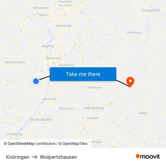 Knöringen to Wolpertshausen map