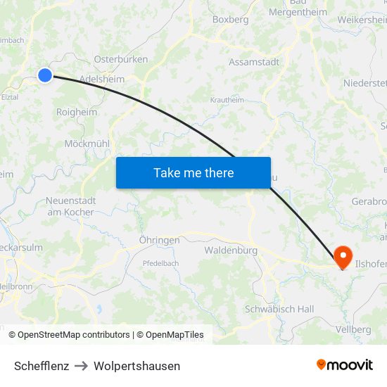 Schefflenz to Wolpertshausen map