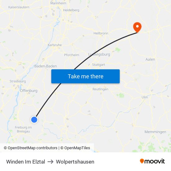 Winden Im Elztal to Wolpertshausen map