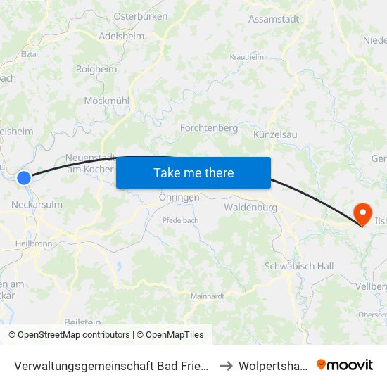 Verwaltungsgemeinschaft Bad Friedrichshall to Wolpertshausen map