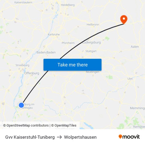 Gvv Kaiserstuhl-Tuniberg to Wolpertshausen map