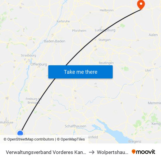 Verwaltungsverband Vorderes Kandertal to Wolpertshausen map