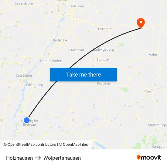 Holzhausen to Wolpertshausen map