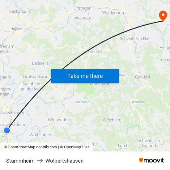 Stammheim to Wolpertshausen map