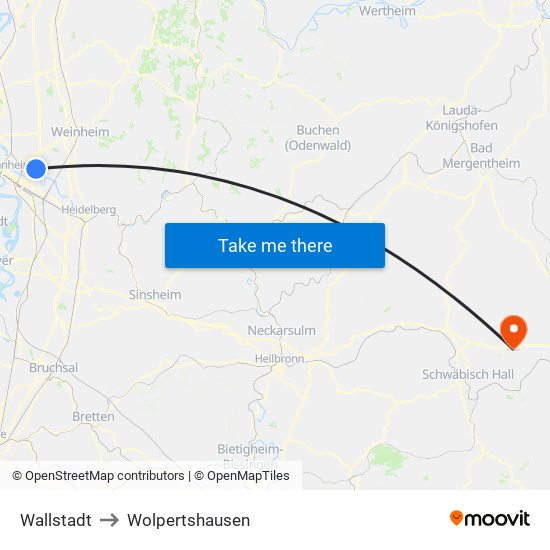 Wallstadt to Wolpertshausen map