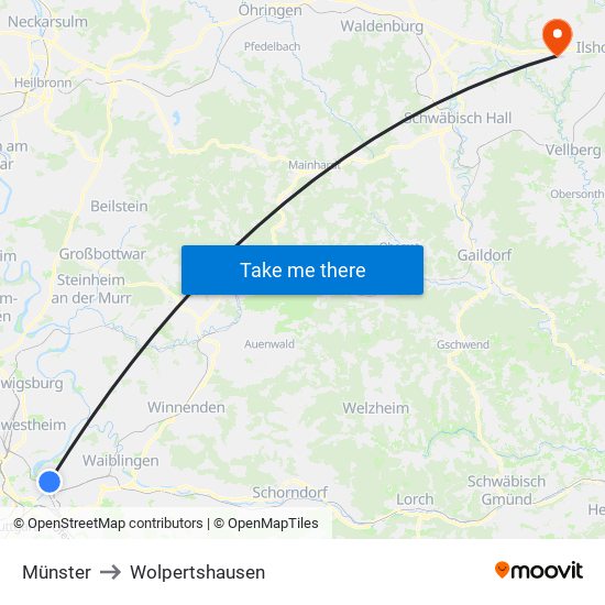 Münster to Wolpertshausen map
