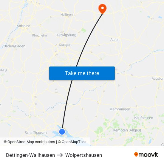 Dettingen-Wallhausen to Wolpertshausen map