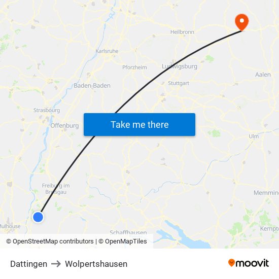 Dattingen to Wolpertshausen map