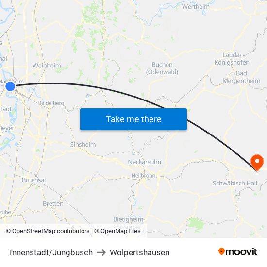 Innenstadt/Jungbusch to Wolpertshausen map