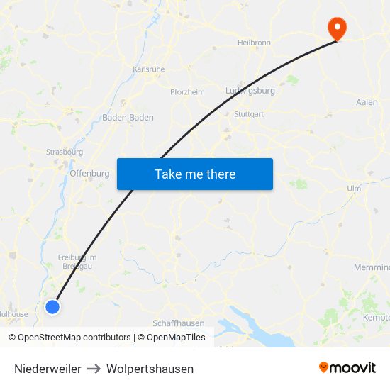 Niederweiler to Wolpertshausen map