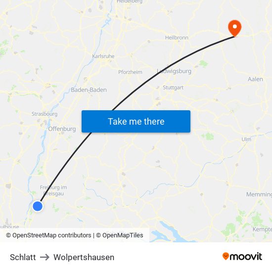 Schlatt to Wolpertshausen map