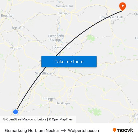 Gemarkung Horb am Neckar to Wolpertshausen map