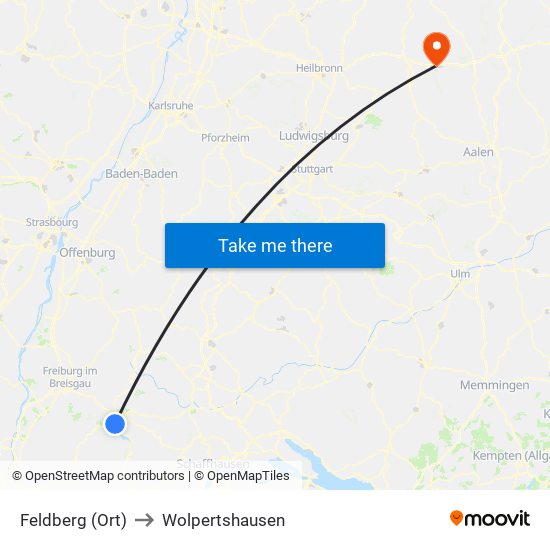 Feldberg (Ort) to Wolpertshausen map