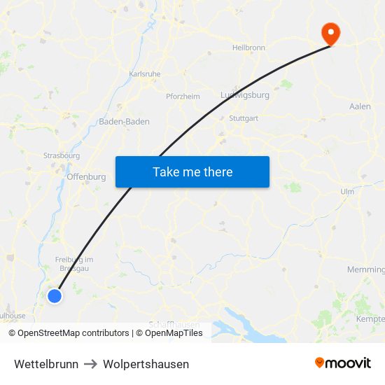 Wettelbrunn to Wolpertshausen map