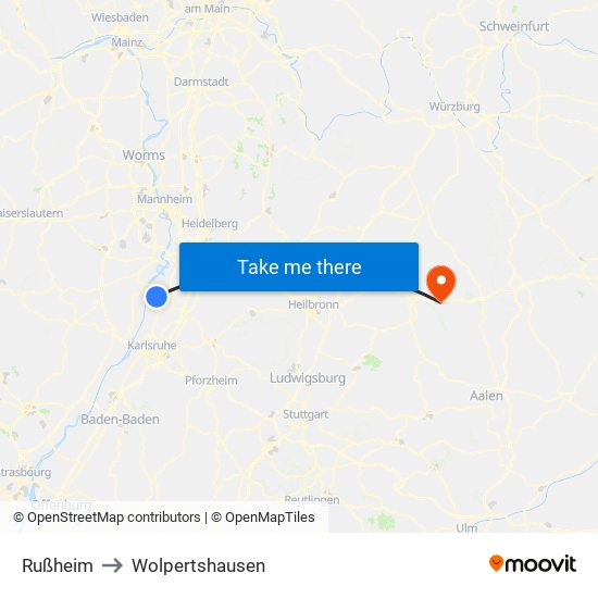 Rußheim to Wolpertshausen map