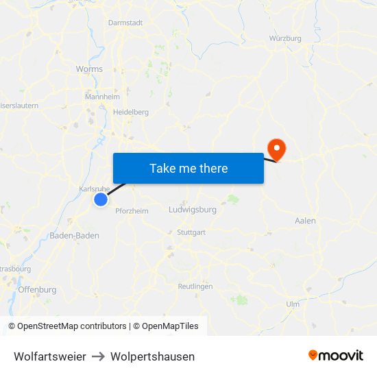 Wolfartsweier to Wolpertshausen map