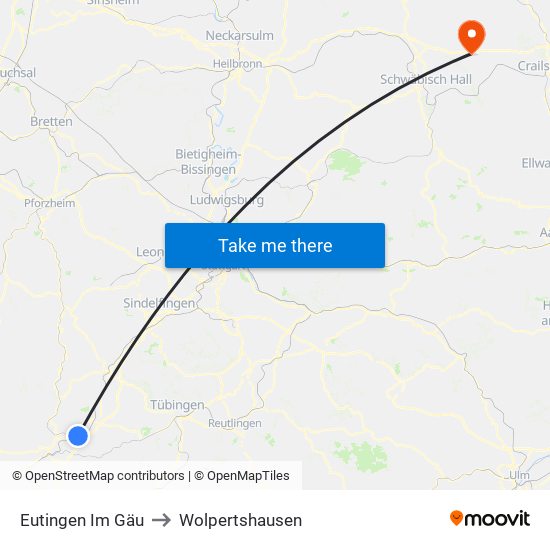 Eutingen Im Gäu to Wolpertshausen map