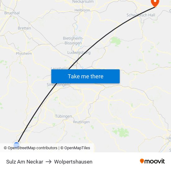 Sulz Am Neckar to Wolpertshausen map