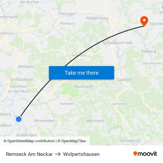 Remseck Am Neckar to Wolpertshausen map