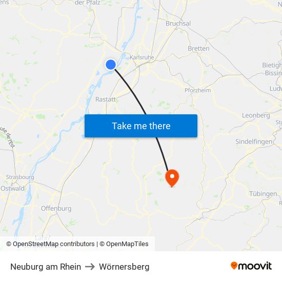 Neuburg am Rhein to Wörnersberg map