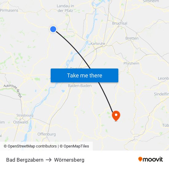 Bad Bergzabern to Wörnersberg map