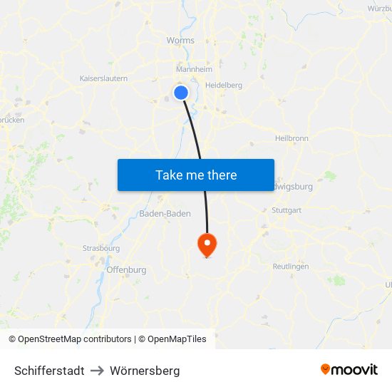 Schifferstadt to Wörnersberg map