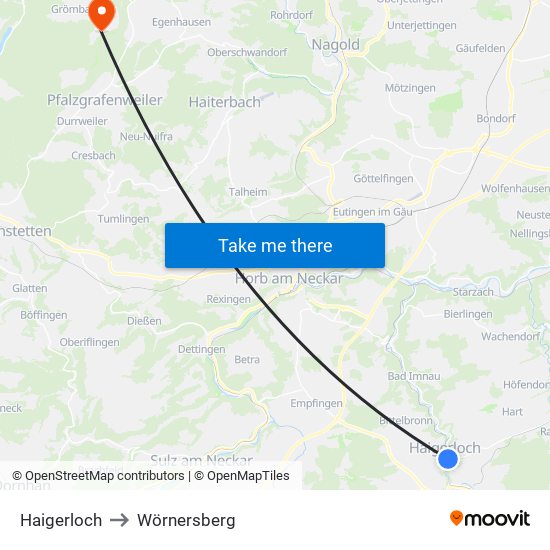 Haigerloch to Wörnersberg map