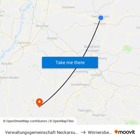 Verwaltungsgemeinschaft Neckarsulm to Wörnersberg map