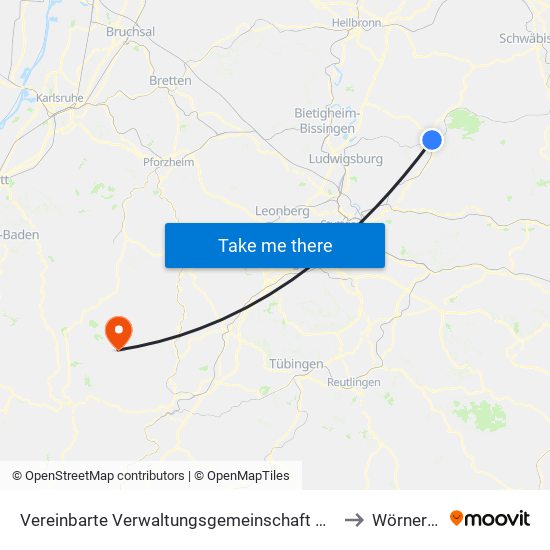 Vereinbarte Verwaltungsgemeinschaft Der Stadt Backnang to Wörnersberg map