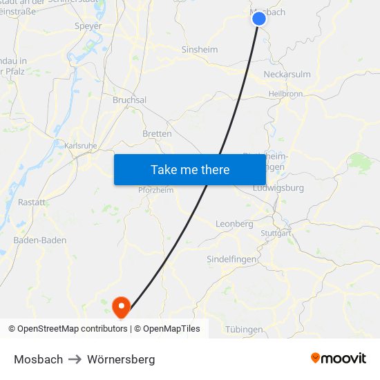 Mosbach to Wörnersberg map