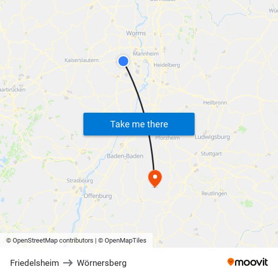Friedelsheim to Wörnersberg map
