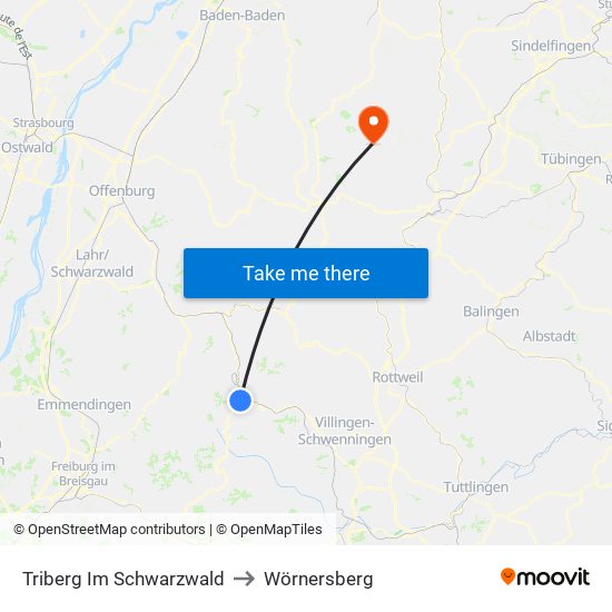 Triberg Im Schwarzwald to Wörnersberg map