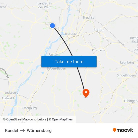 Kandel to Wörnersberg map