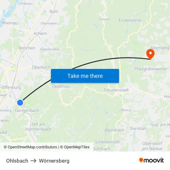 Ohlsbach to Wörnersberg map