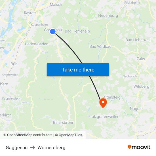 Gaggenau to Wörnersberg map