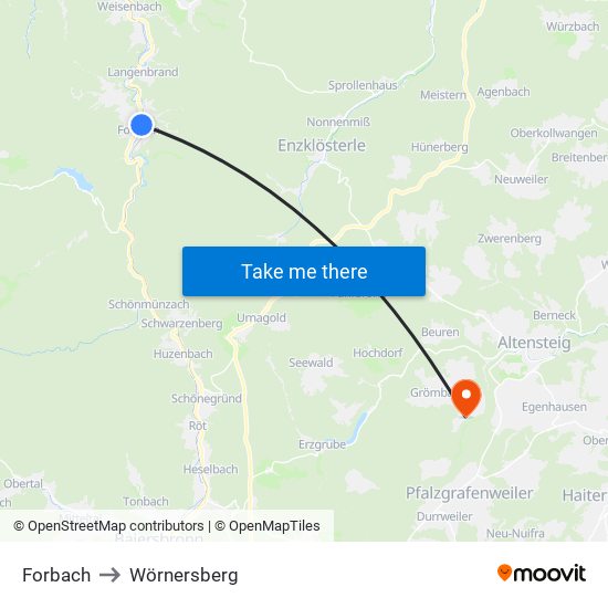 Forbach to Wörnersberg map