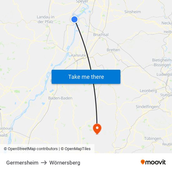 Germersheim to Wörnersberg map