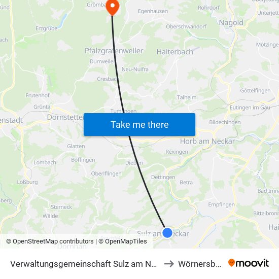 Verwaltungsgemeinschaft Sulz am Neckar to Wörnersberg map