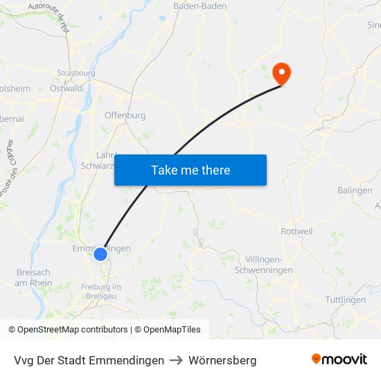 Vvg Der Stadt Emmendingen to Wörnersberg map