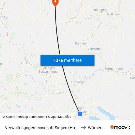 Verwaltungsgemeinschaft Singen (Hohentwiel) to Wörnersberg map