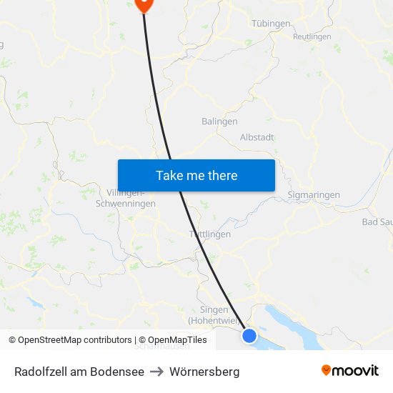 Radolfzell am Bodensee to Wörnersberg map