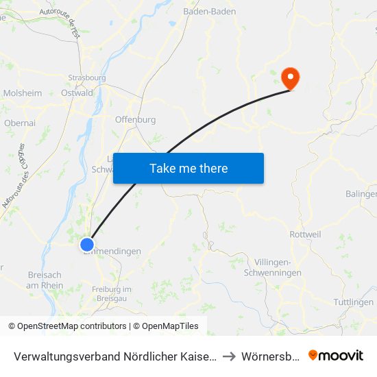 Verwaltungsverband Nördlicher Kaiserstuhl to Wörnersberg map